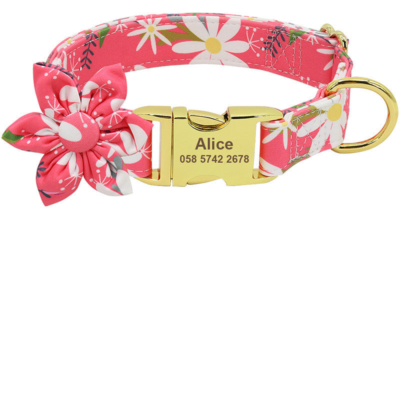 PawPrints™ – Personalized Dog Collar with Removable Flower