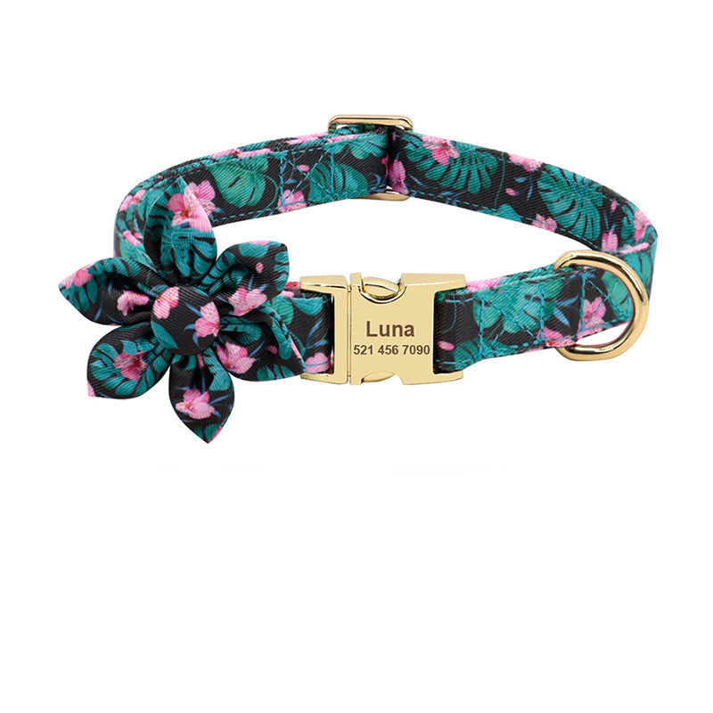 PawPrints™ – Personalized Dog Collar with Removable Flower