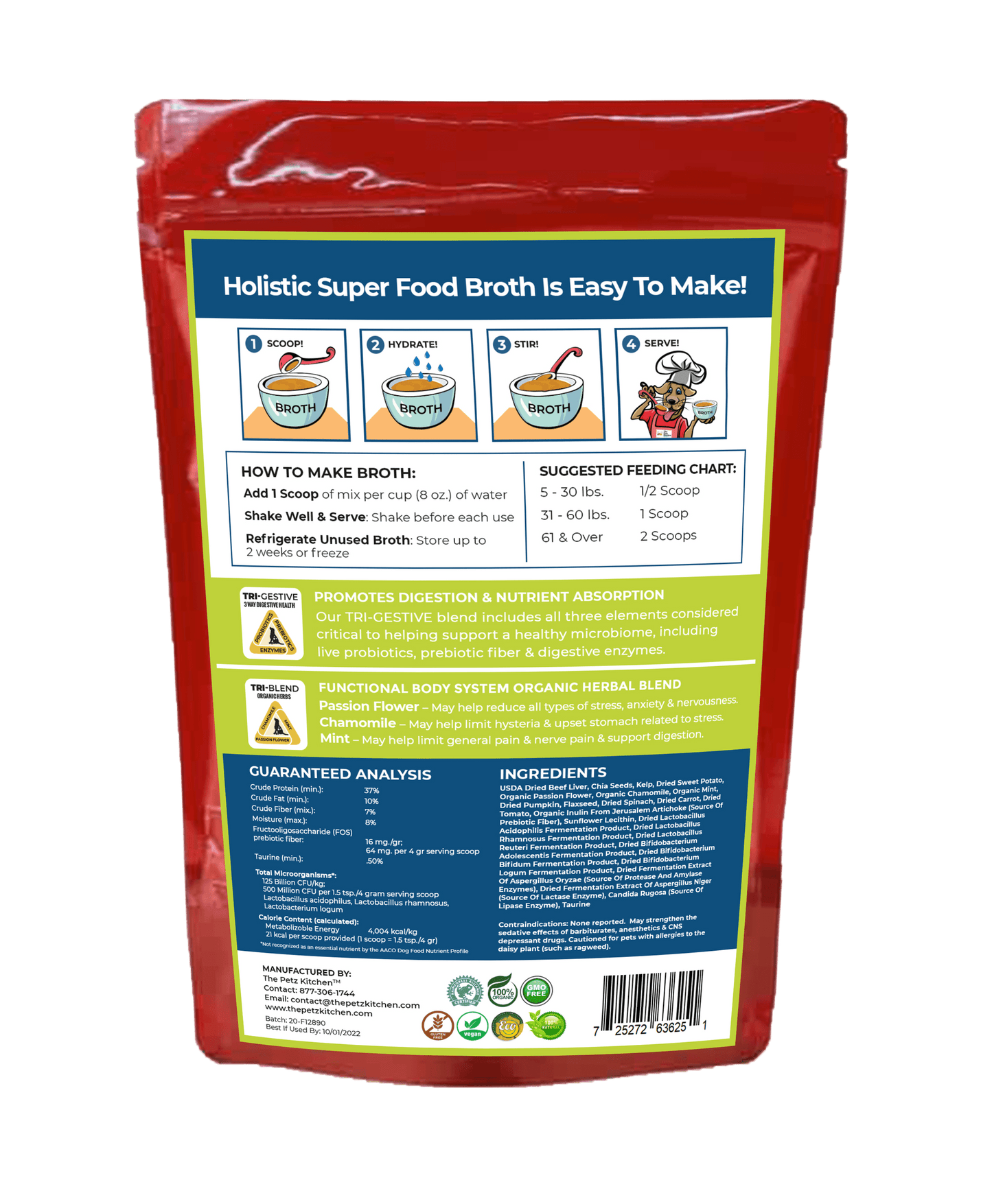 Caldo Super Food de Petz Kitchen para aliviar el estrés canino y felino