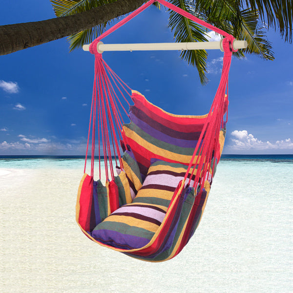 CozyCloud™ – Rainbow Hanging Chair with 2 Cushions