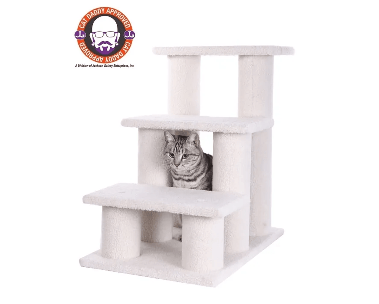 Rampa de madera auténtica de 3 escalones para mascotas, ideal para perros y gatos, de 25 pulgadas