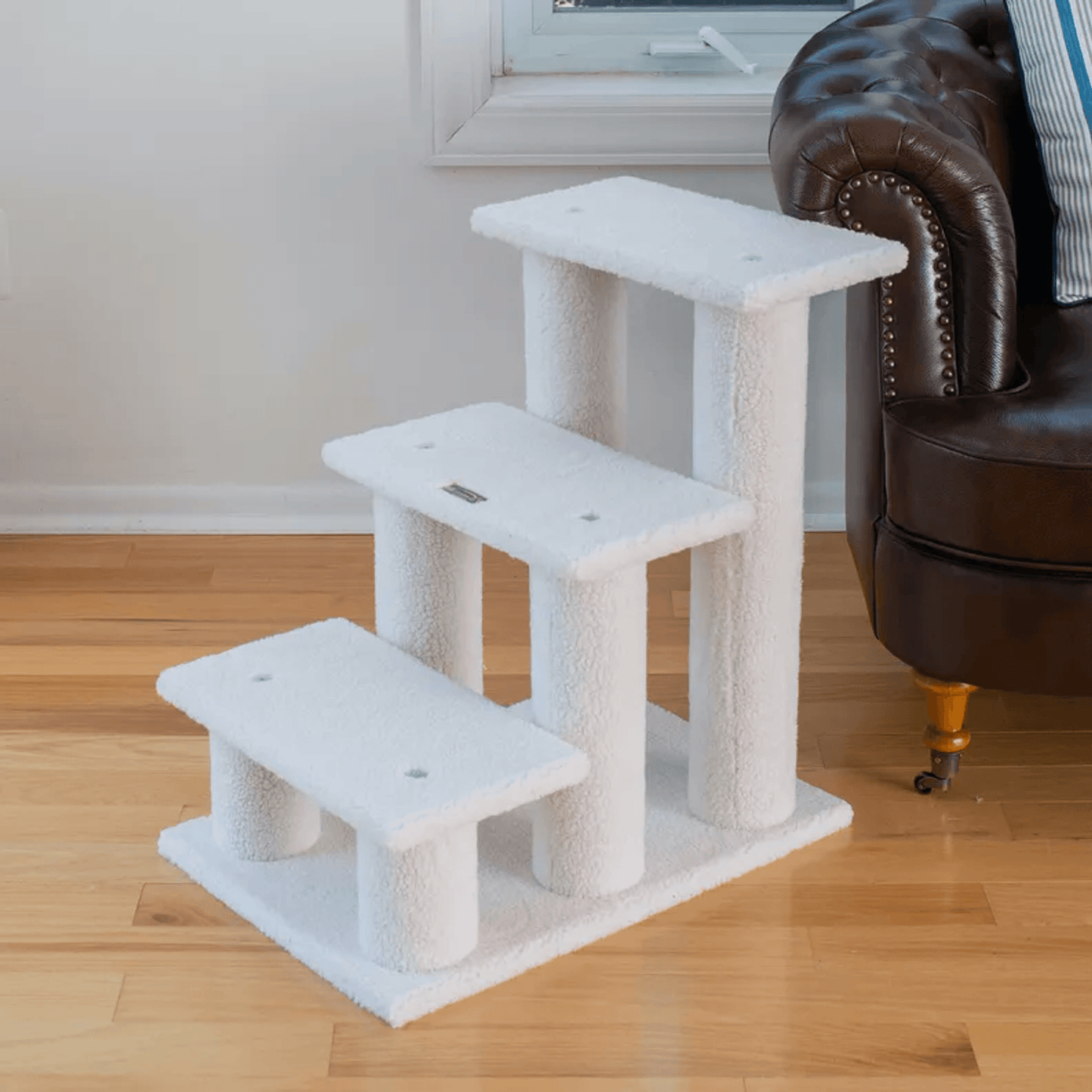 Rampa de madera auténtica de 3 escalones para mascotas, ideal para perros y gatos, de 25 pulgadas