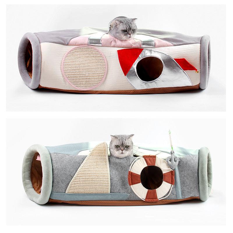 Rascador y arenero plegable semicerrado para gatos