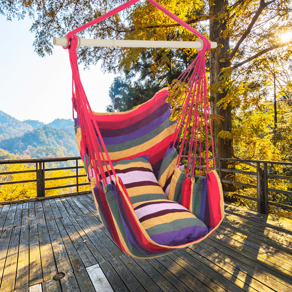 CozyCloud™ – Rainbow Hanging Chair with 2 Cushions