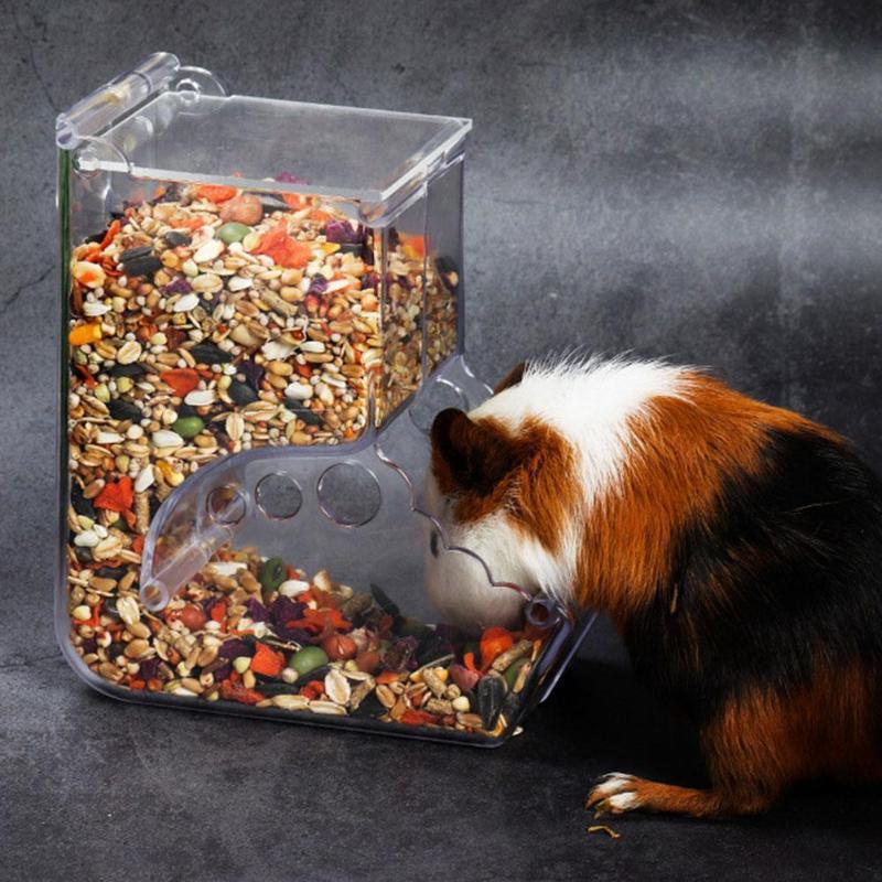 Transparent Plastic Hamster Feeder Food Box - Innovative Fixable