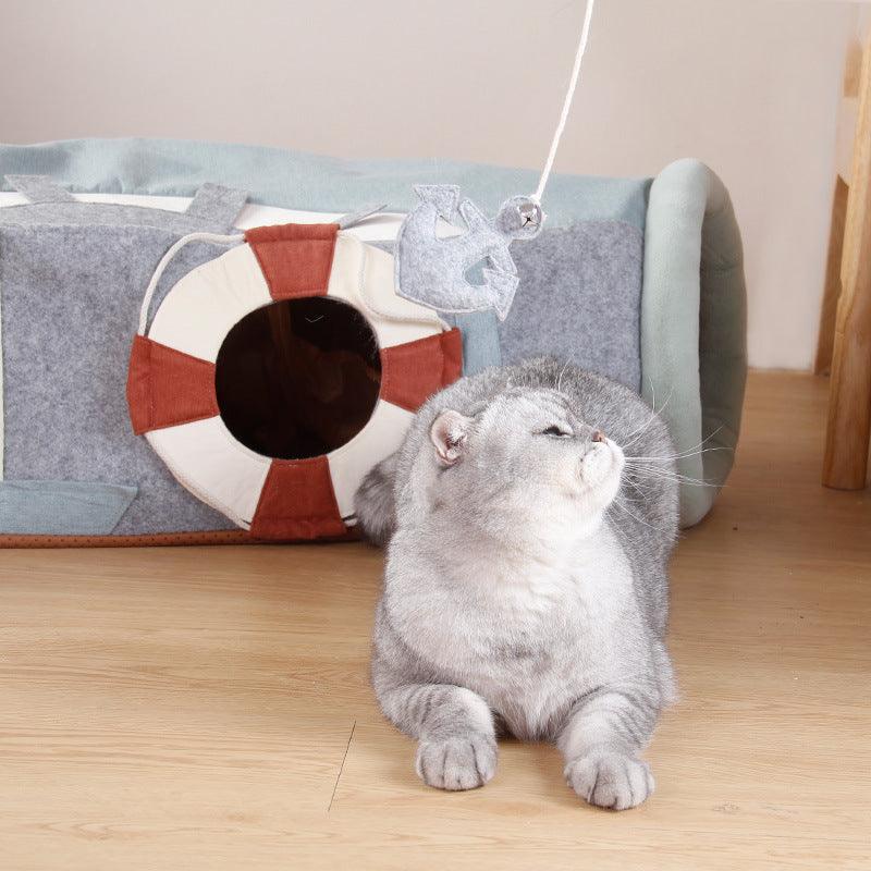 Rascador y arenero plegable semicerrado para gatos