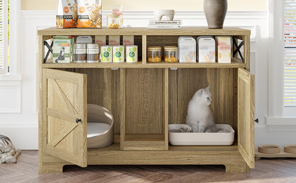 Cat Litter Box Enclosure for 2 Cats, Double Hidden Litter Box