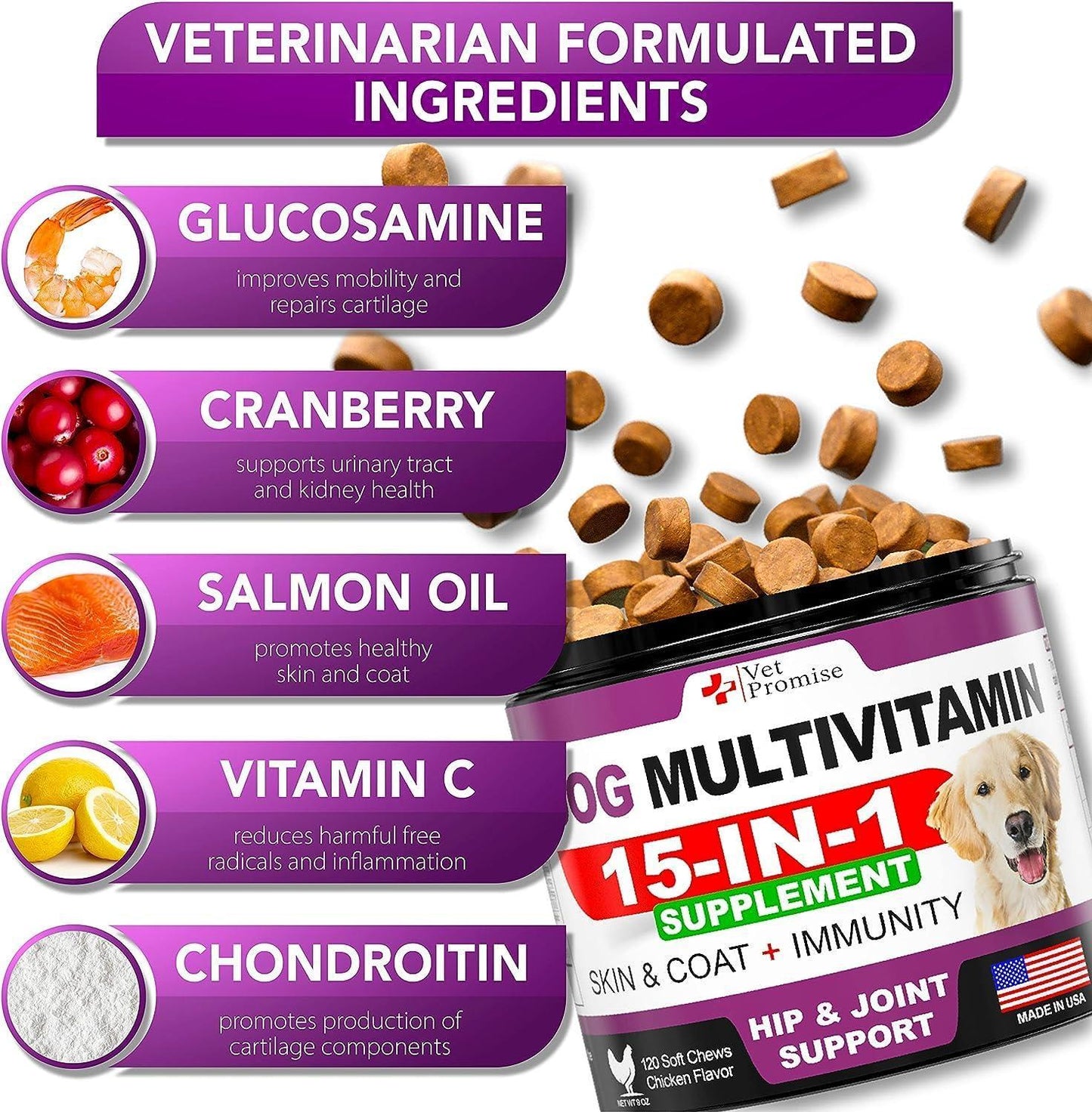 (2 Pack) Dog Multivitamin Chewable with Glucosamine Dog Vitamins and