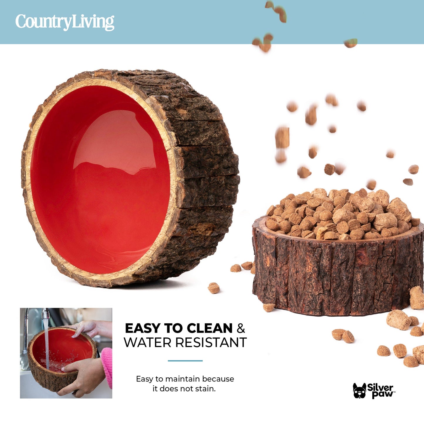 🐶 Farmhouse Wood Dog Bowl – BPA-Free, Non-Slip & Stylish Pet Dish