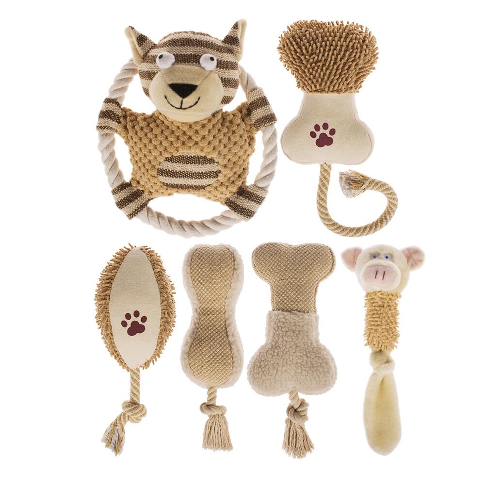 Juego de 6 adorables juguetes de peluche para perros con envío rápido