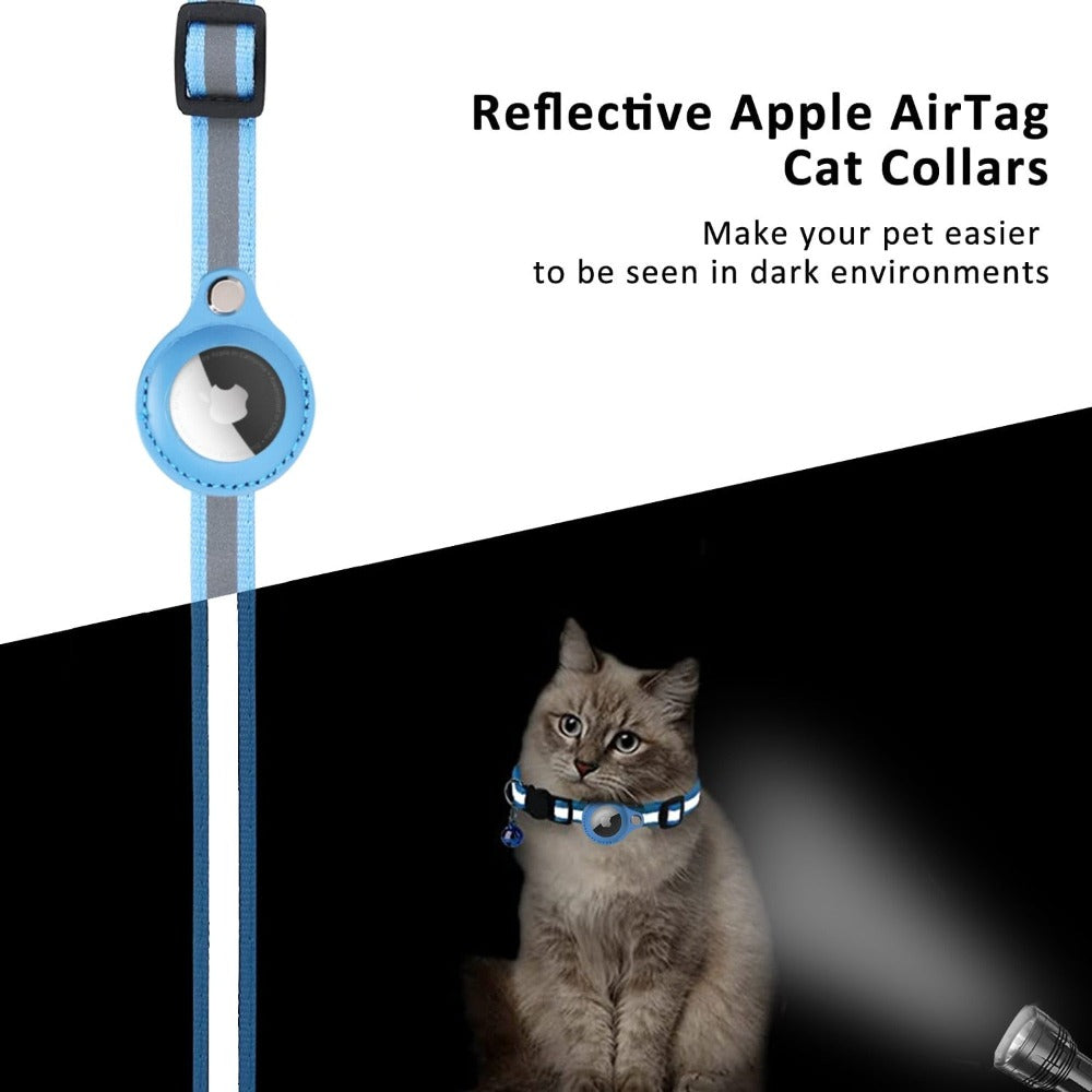 Collar con funda reflectante Airtag para perros y gatos