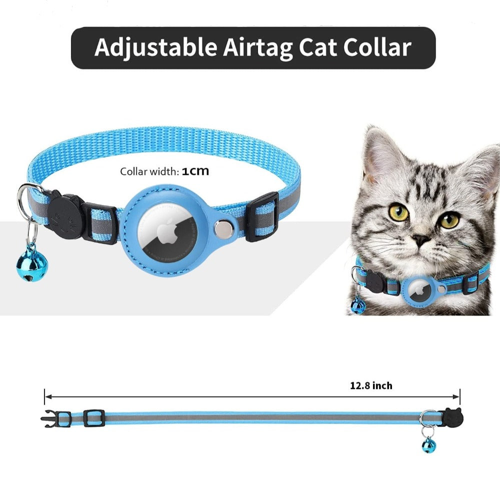 Collar con funda reflectante Airtag para perros y gatos