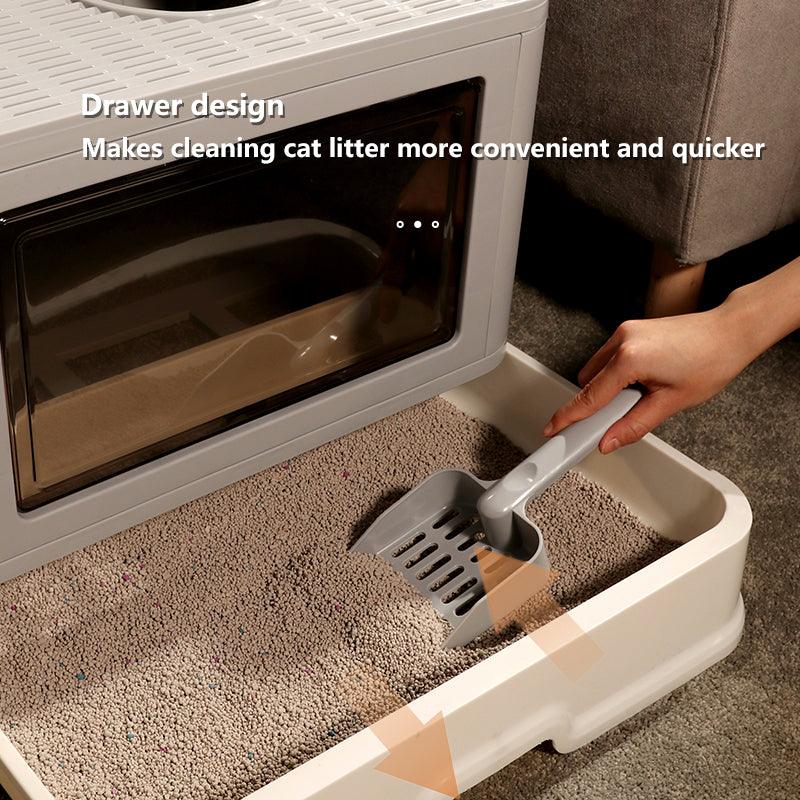 Recipiente plegable para arena de gatos sin olores con entrada superior