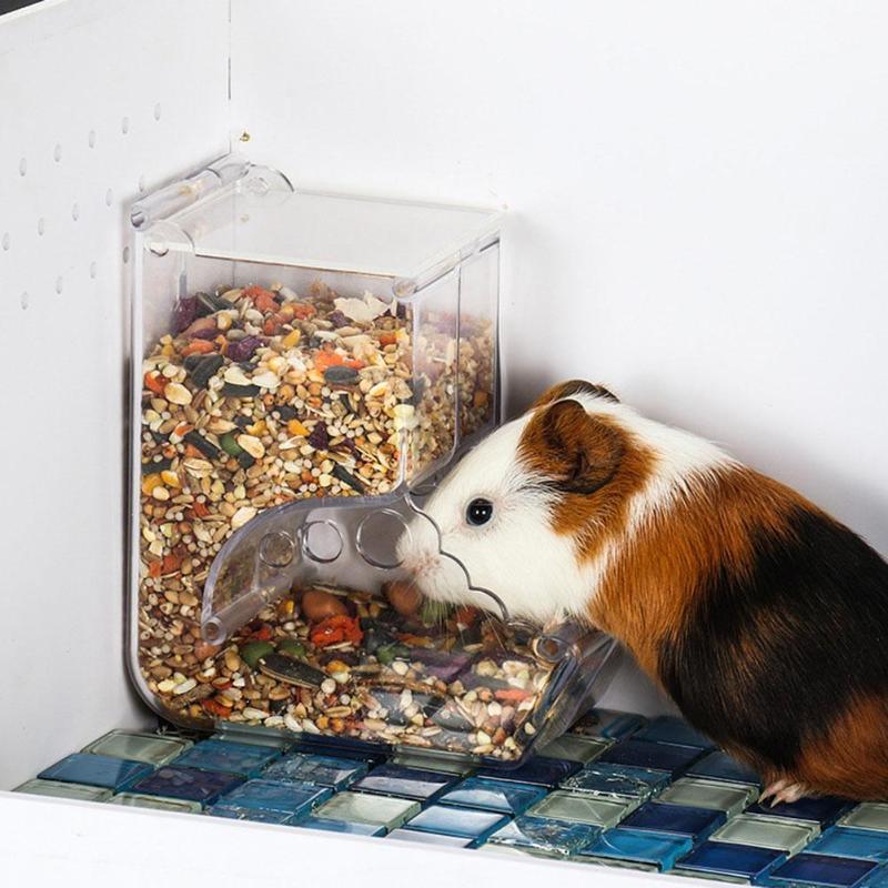 Transparent Plastic Hamster Feeder Food Box - Innovative Fixable
