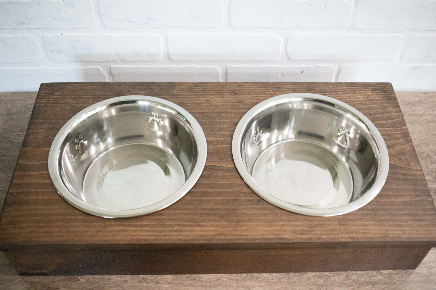 Wooden Pet Feeder with Stainless Steel Bowls, Raised Dog Food Stand