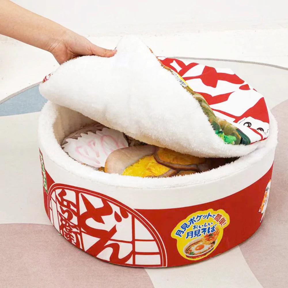 Cama con cojín de ramen para mascotas