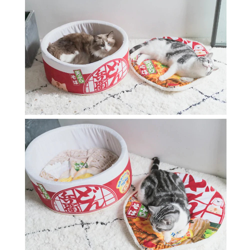 Cama con cojín de ramen para mascotas