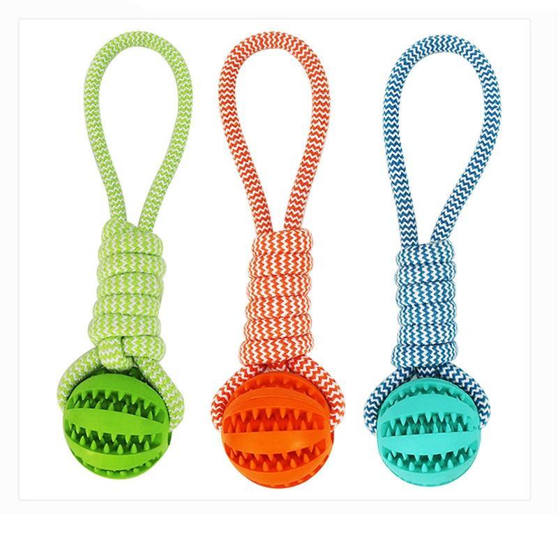 Pelota de goma duradera para masticar con cuerda de algodón