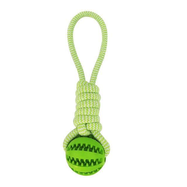 Pelota de goma duradera para masticar con cuerda de algodón