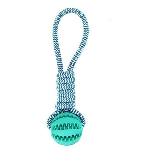 Pelota de goma duradera para masticar con cuerda de algodón