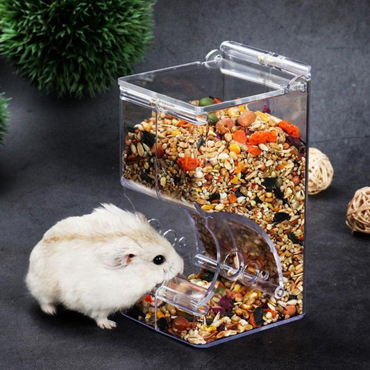 Transparent Plastic Hamster Feeder Food Box - Innovative Fixable