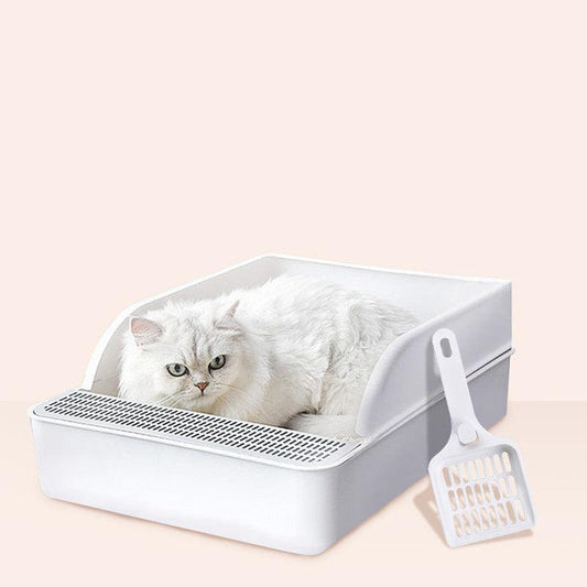 Sleek And Stylish Large Semi-Enclosed Plastic Cat Litter Box