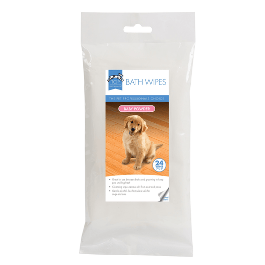 Top Performance Bath Wipes for Pets - Baby Powder Scent, 24 Pack