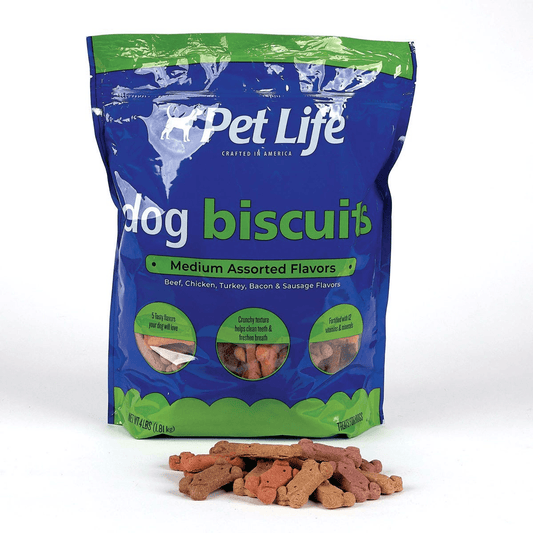 Premios nutricionales medianos surtidos Pet Life - Galletas crujientes de 4 libras para
