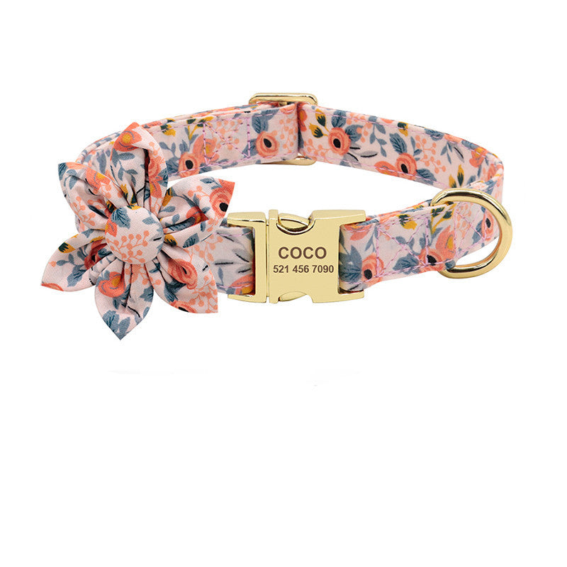 PawPrints™ – Personalized Dog Collar with Removable Flower