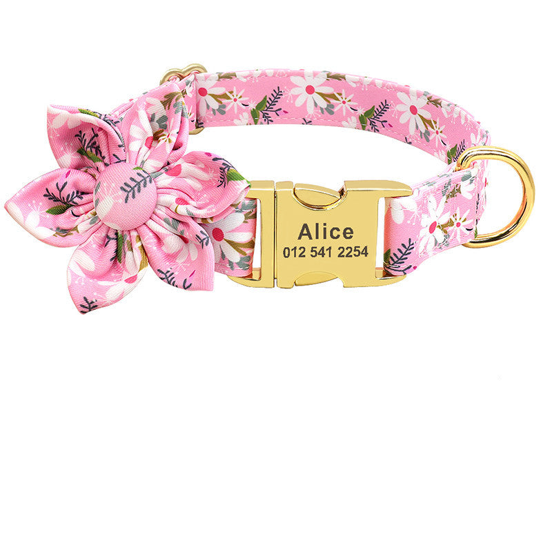 PawPrints™ – Personalized Dog Collar with Removable Flower