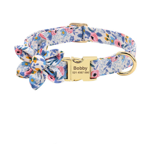 PawPrints™ – Personalized Dog Collar with Removable Flower