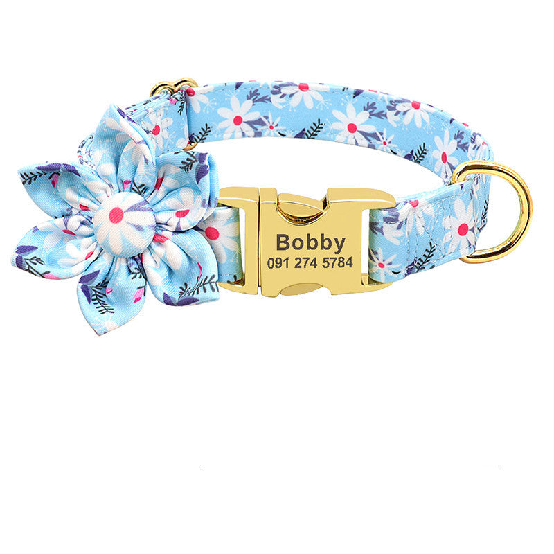 PawPrints™ – Personalized Dog Collar with Removable Flower
