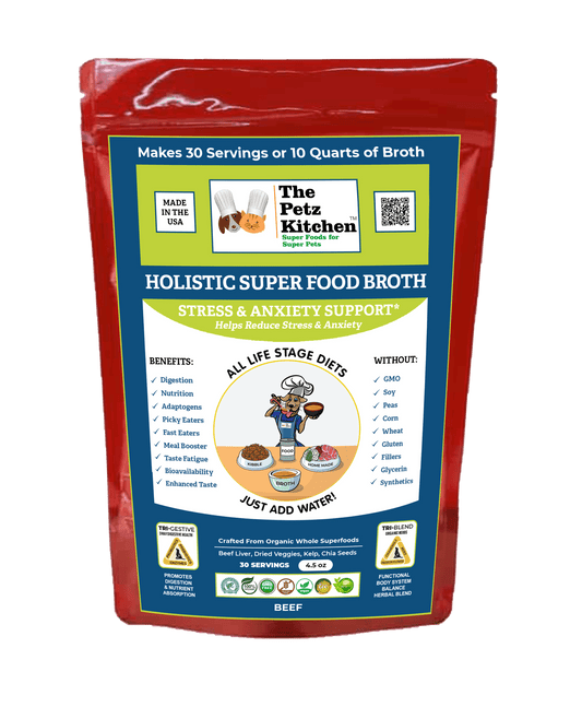 Caldo Super Food de Petz Kitchen para aliviar el estrés canino y felino