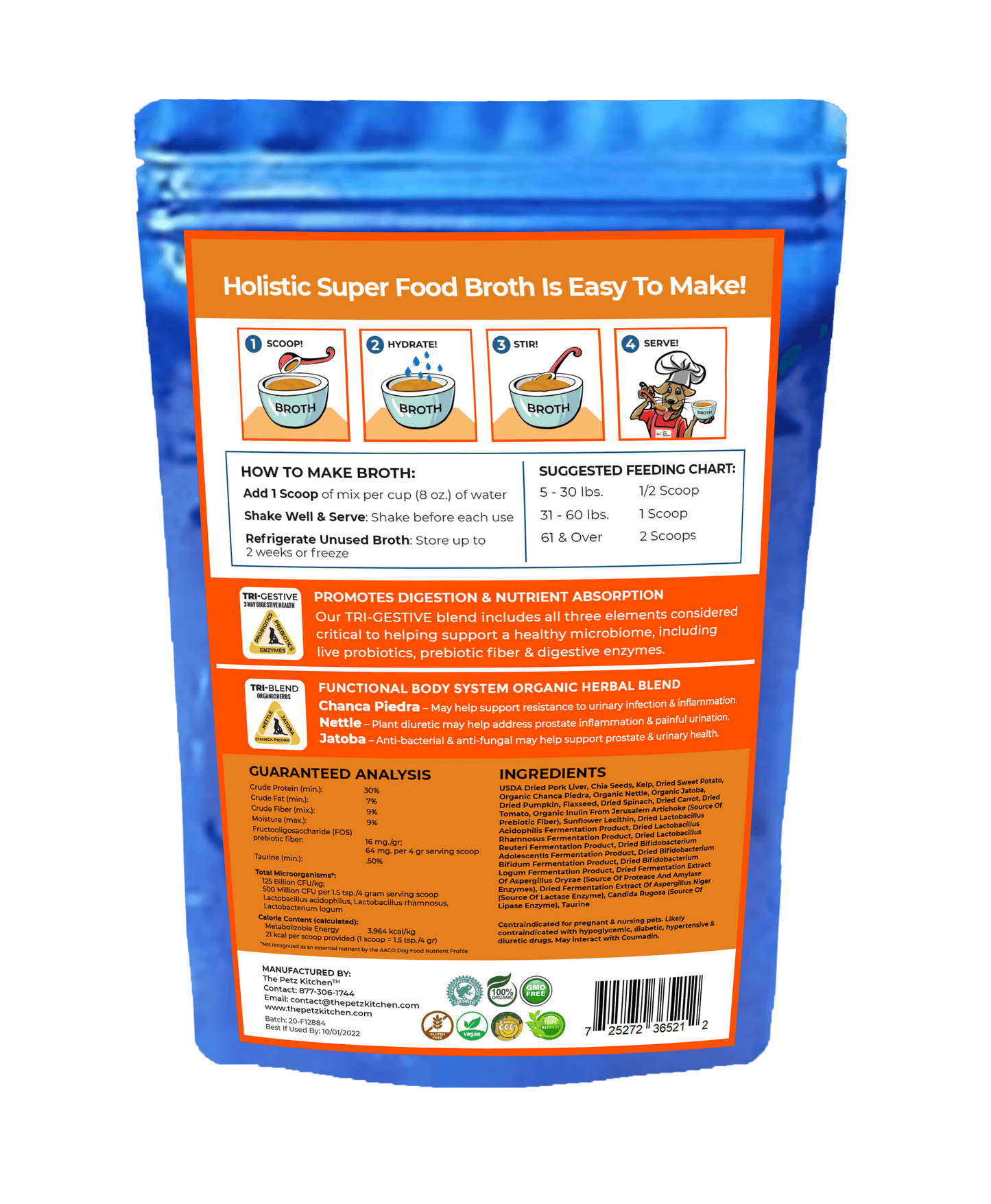 Caldo Super Food de Petz Kitchen para la salud del tracto urinario