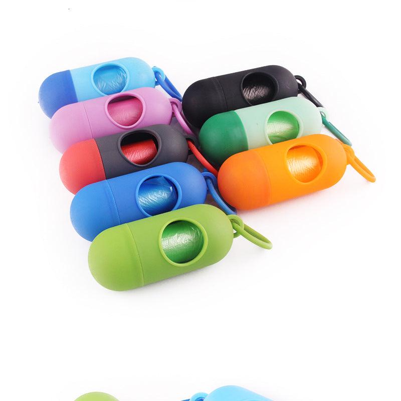 Dispensador portátil de bolsas para desechos de mascotas con contenedor de basura