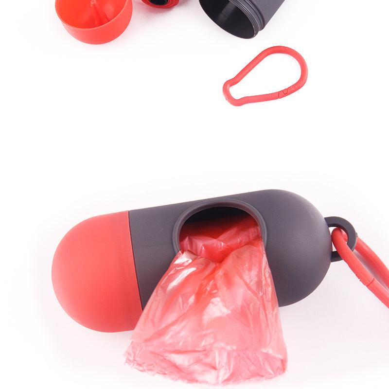 Dispensador portátil de bolsas para desechos de mascotas con contenedor de basura