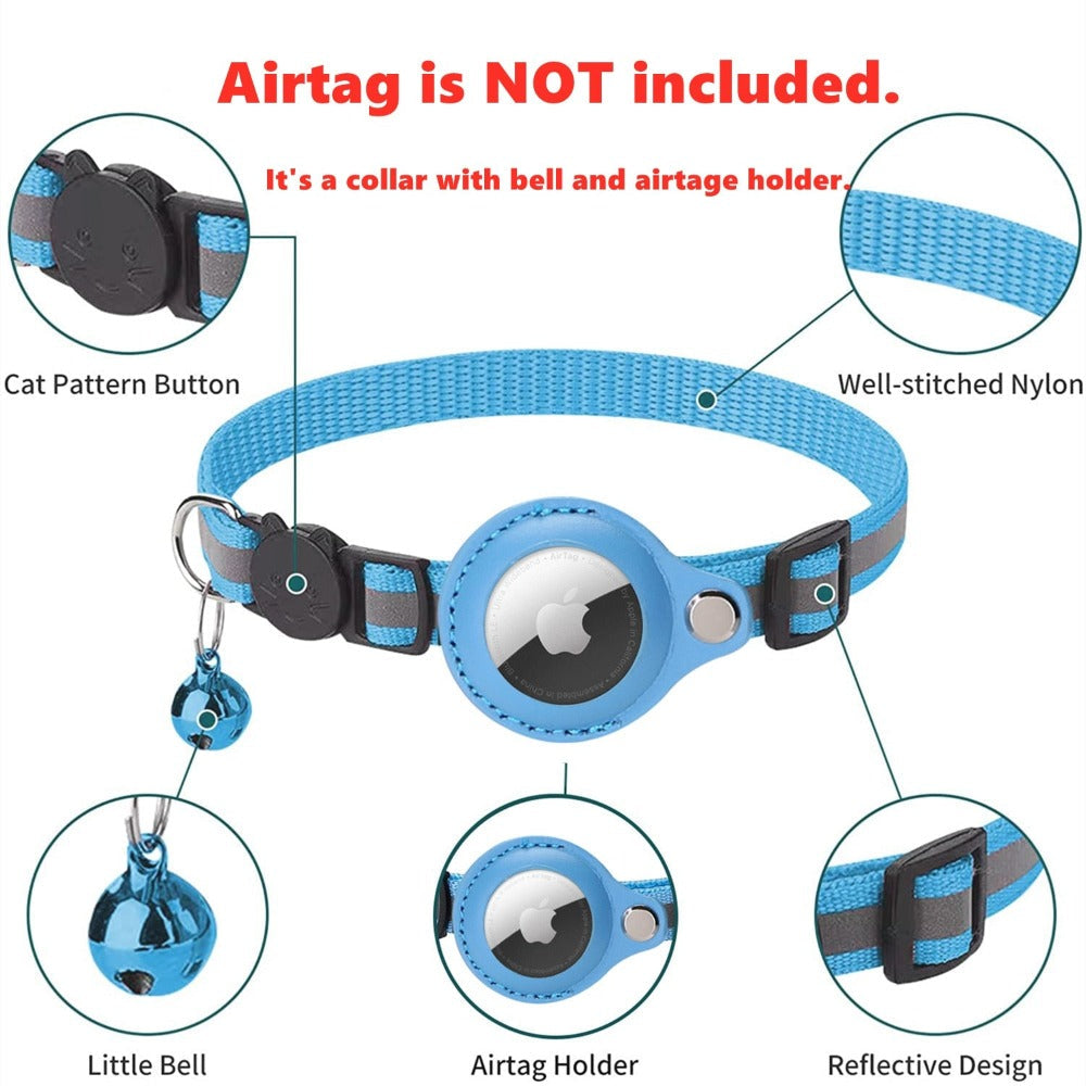 Collar con funda reflectante Airtag para perros y gatos