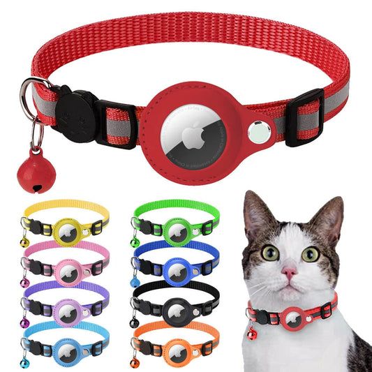 Collar con funda reflectante Airtag para perros y gatos