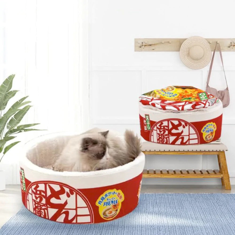 Cama con cojín de ramen para mascotas