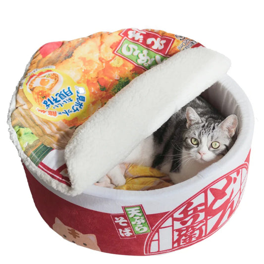 Cama con cojín de ramen para mascotas